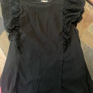 J. Crew Black Eyelet Ruffle Blouse